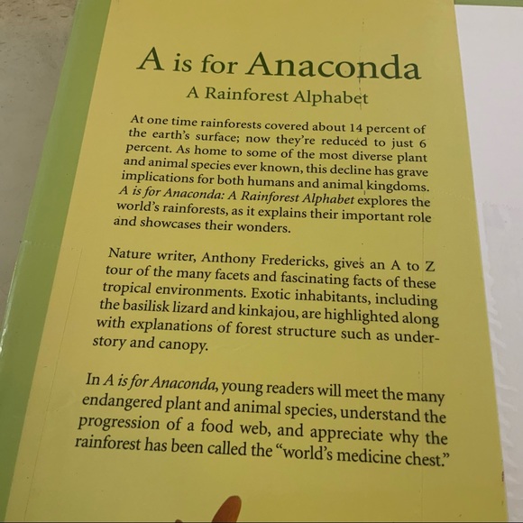 A IS FOR ANACONDA - RAINFOREST ALPHABET child’s book - Picture 2 of 9